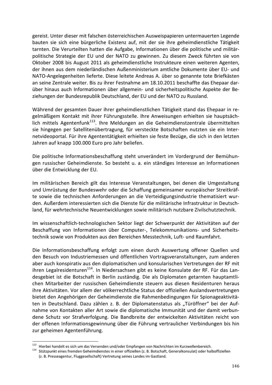 Seite 146 des Verfassungsschutzbericht 2013 Niedersachsen