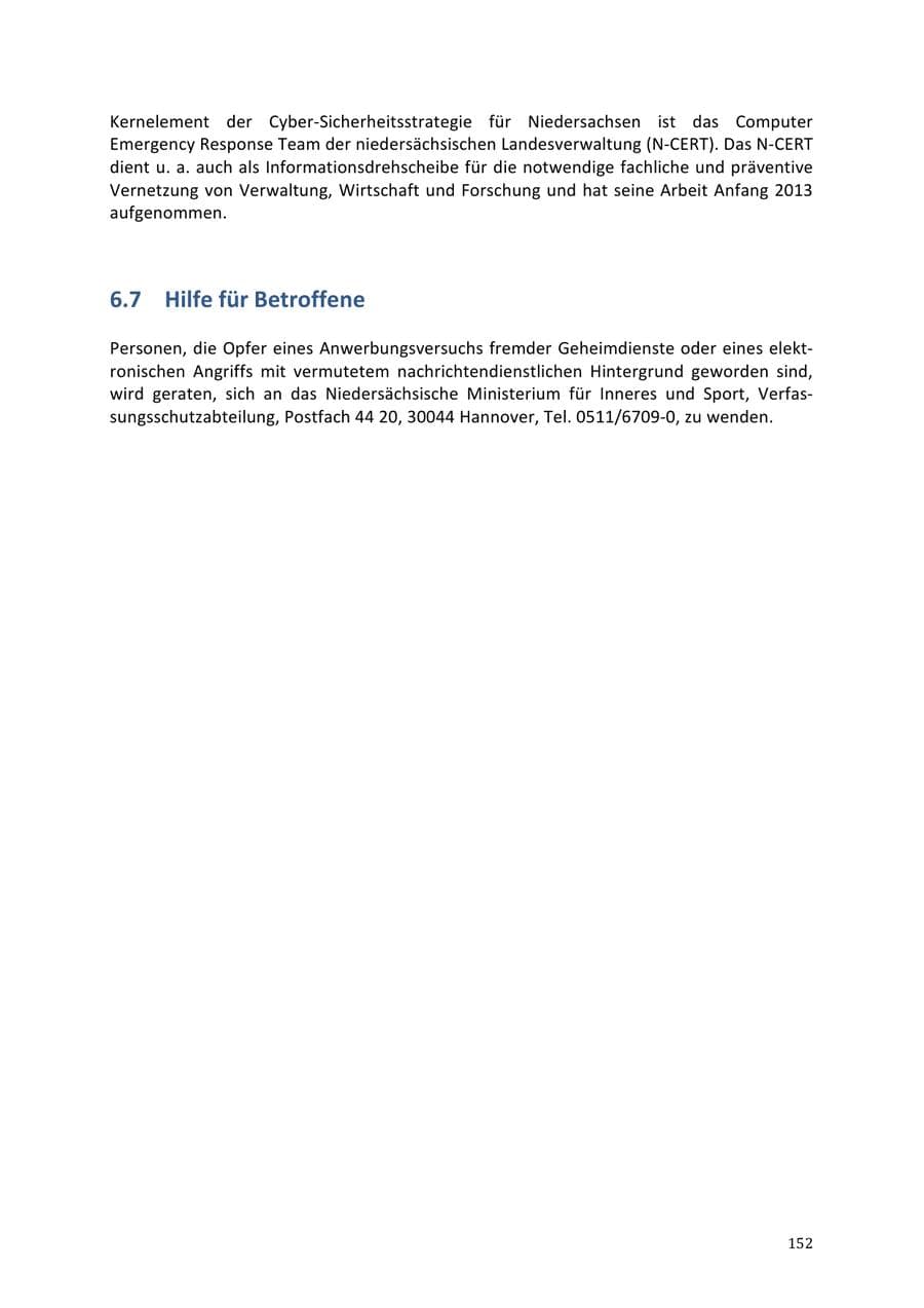 Seite 152 des Verfassungsschutzbericht 2013 Niedersachsen