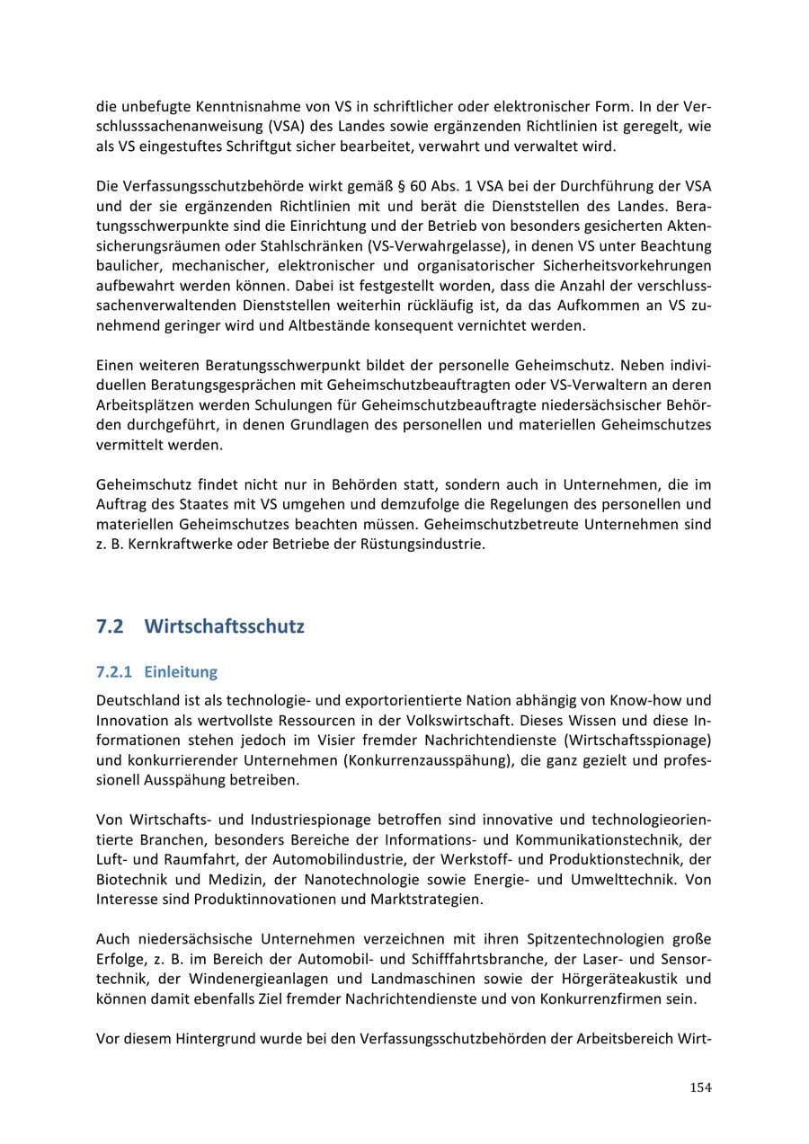 Seite 154 des Verfassungsschutzbericht 2013 Niedersachsen