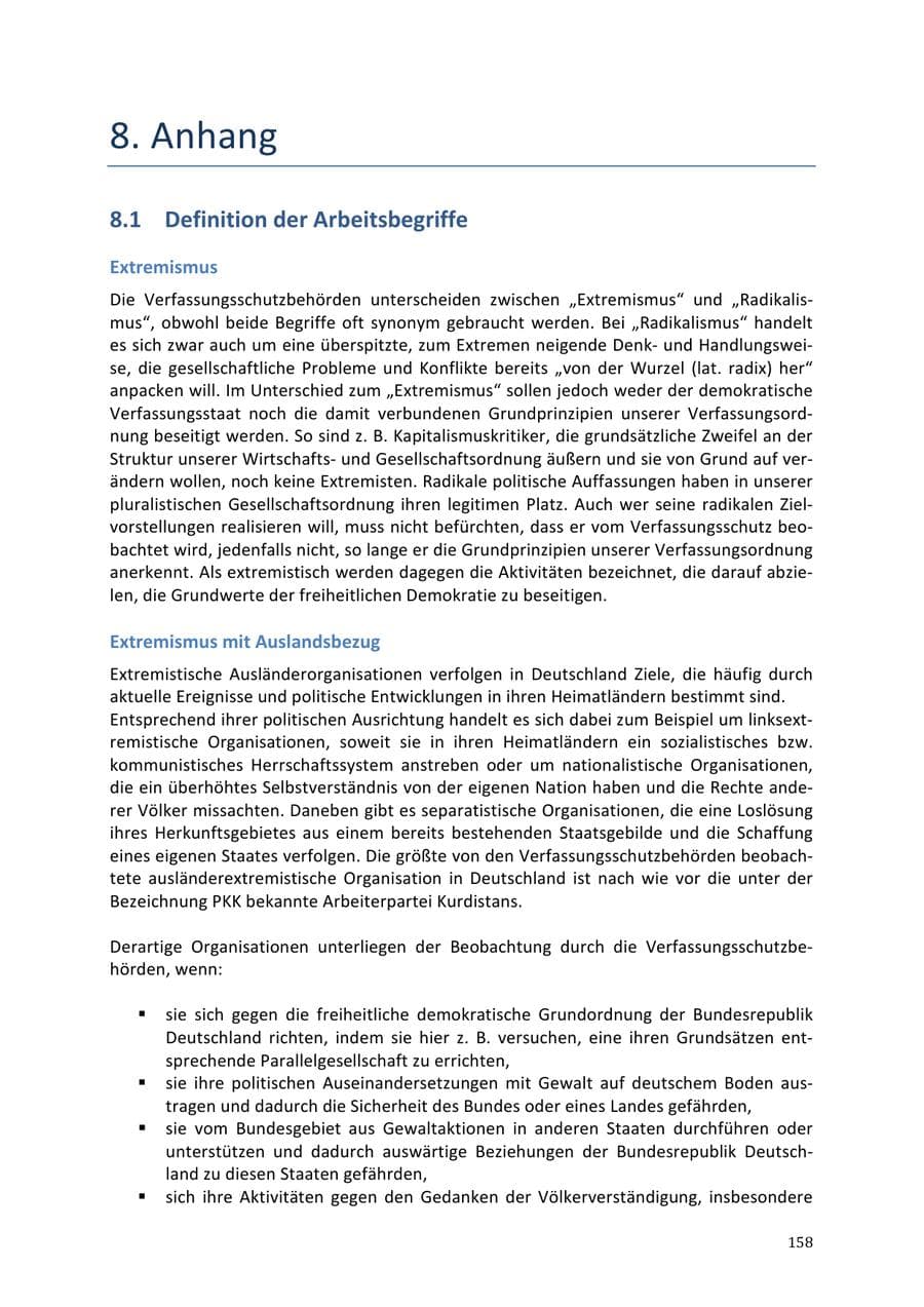 Seite 158 des Verfassungsschutzbericht 2013 Niedersachsen
