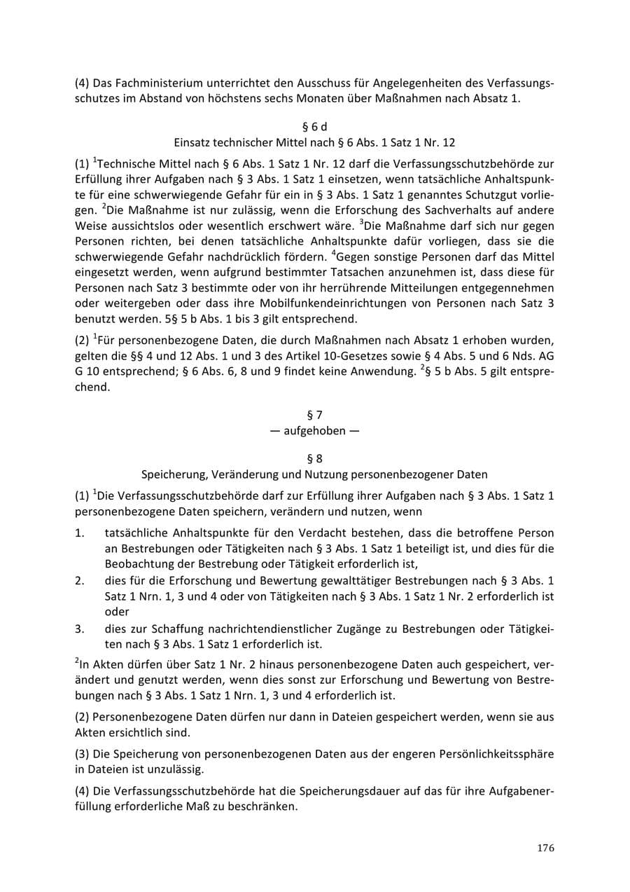 Seite 176 des Verfassungsschutzbericht 2013 Niedersachsen