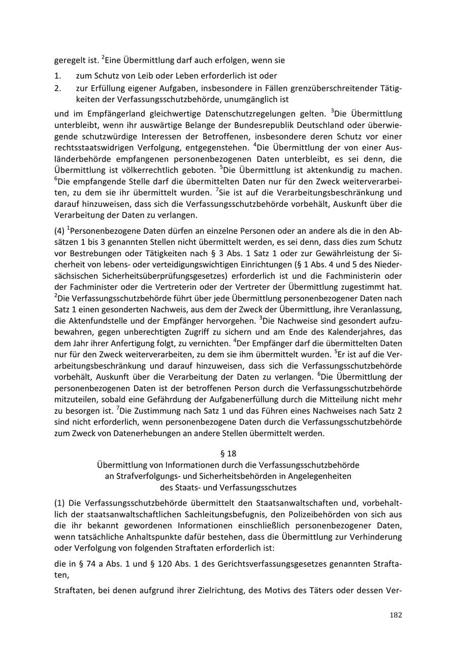 Seite 182 des Verfassungsschutzbericht 2013 Niedersachsen