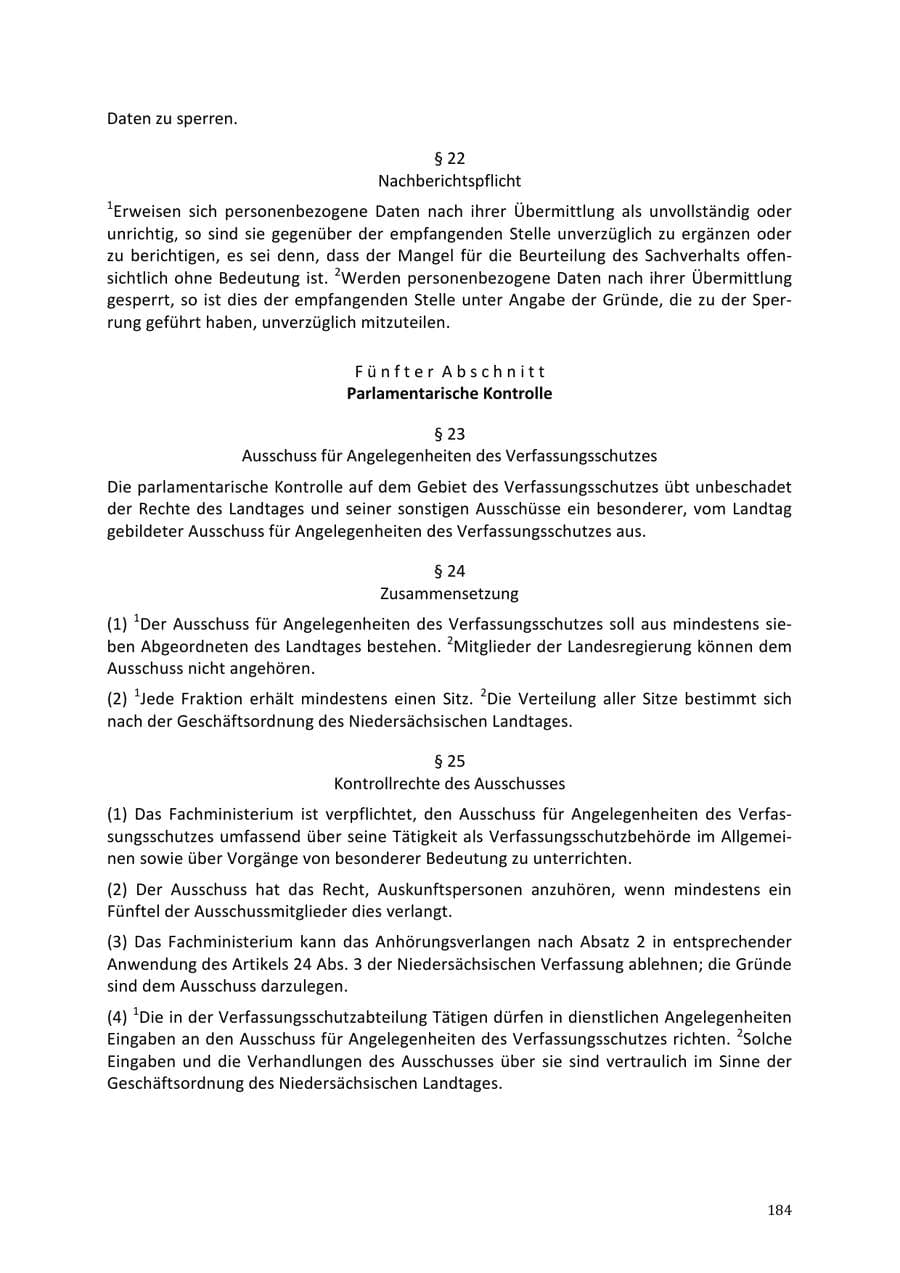 Seite 184 des Verfassungsschutzbericht 2013 Niedersachsen