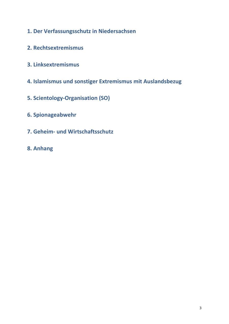 Seite 3 des Verfassungsschutzbericht 2013 Niedersachsen