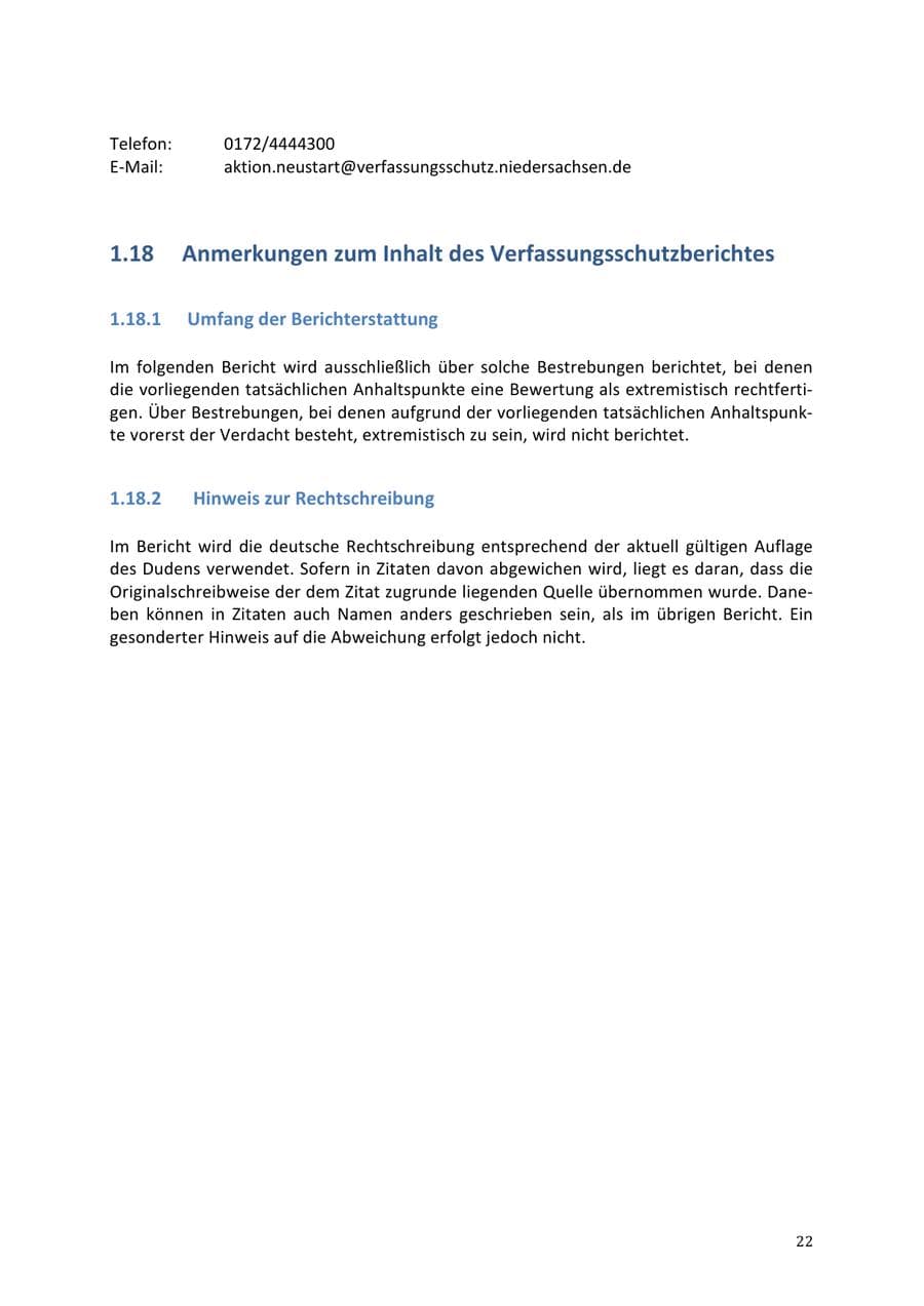 Seite 22 des Verfassungsschutzbericht 2013 Niedersachsen