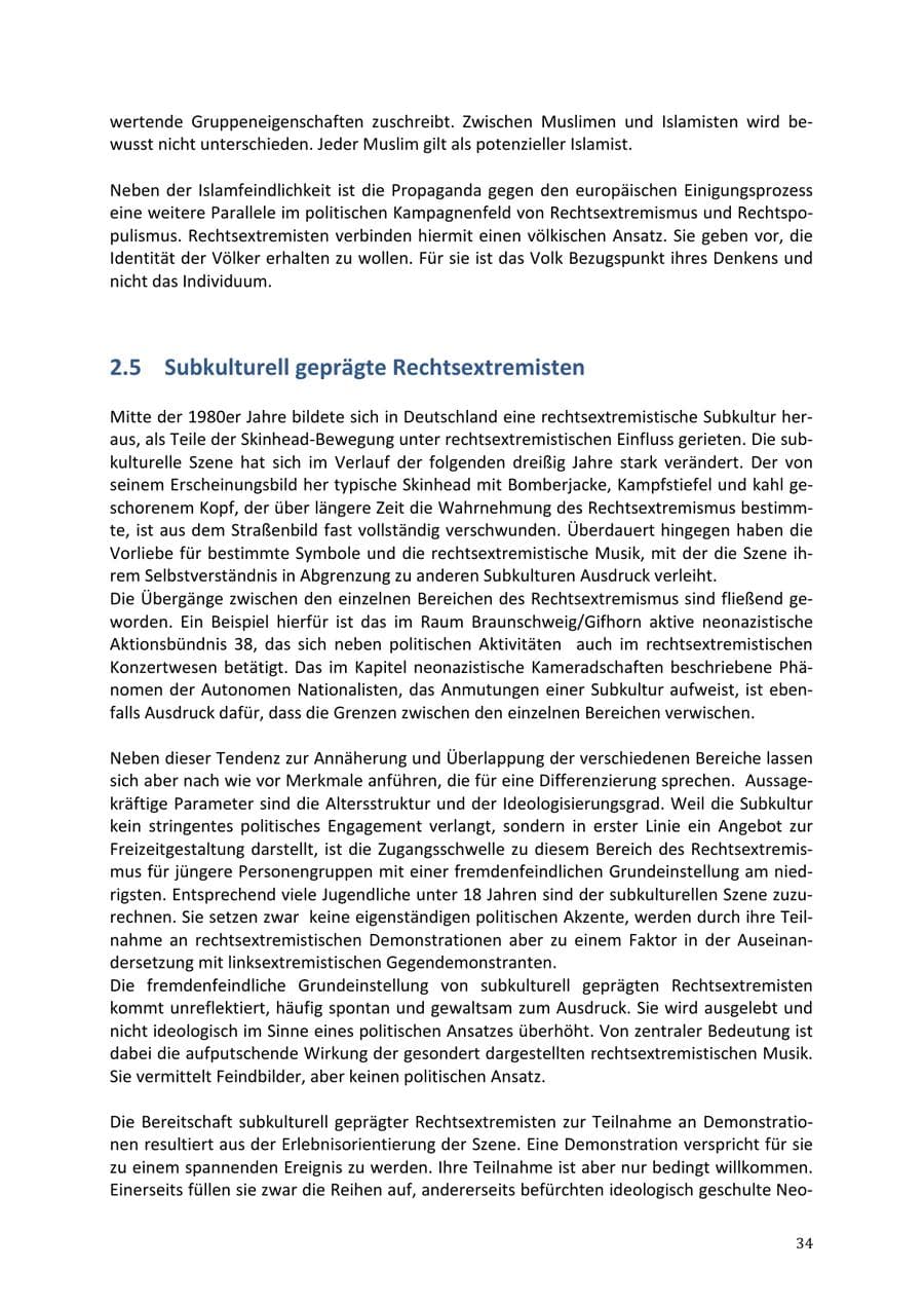 Seite 34 des Verfassungsschutzbericht 2013 Niedersachsen
