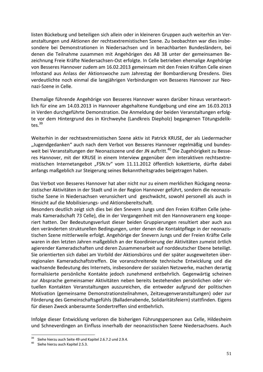 Seite 51 des Verfassungsschutzbericht 2013 Niedersachsen
