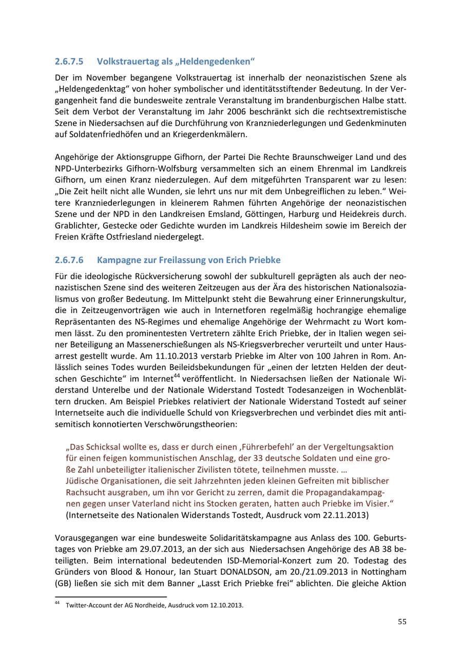 Seite 55 des Verfassungsschutzbericht 2013 Niedersachsen