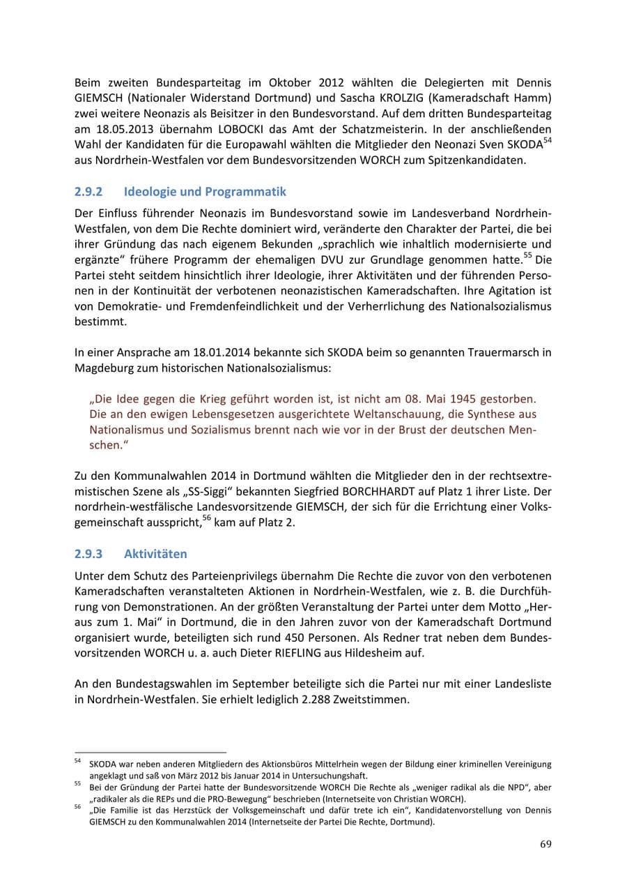 Seite 69 des Verfassungsschutzbericht 2013 Niedersachsen