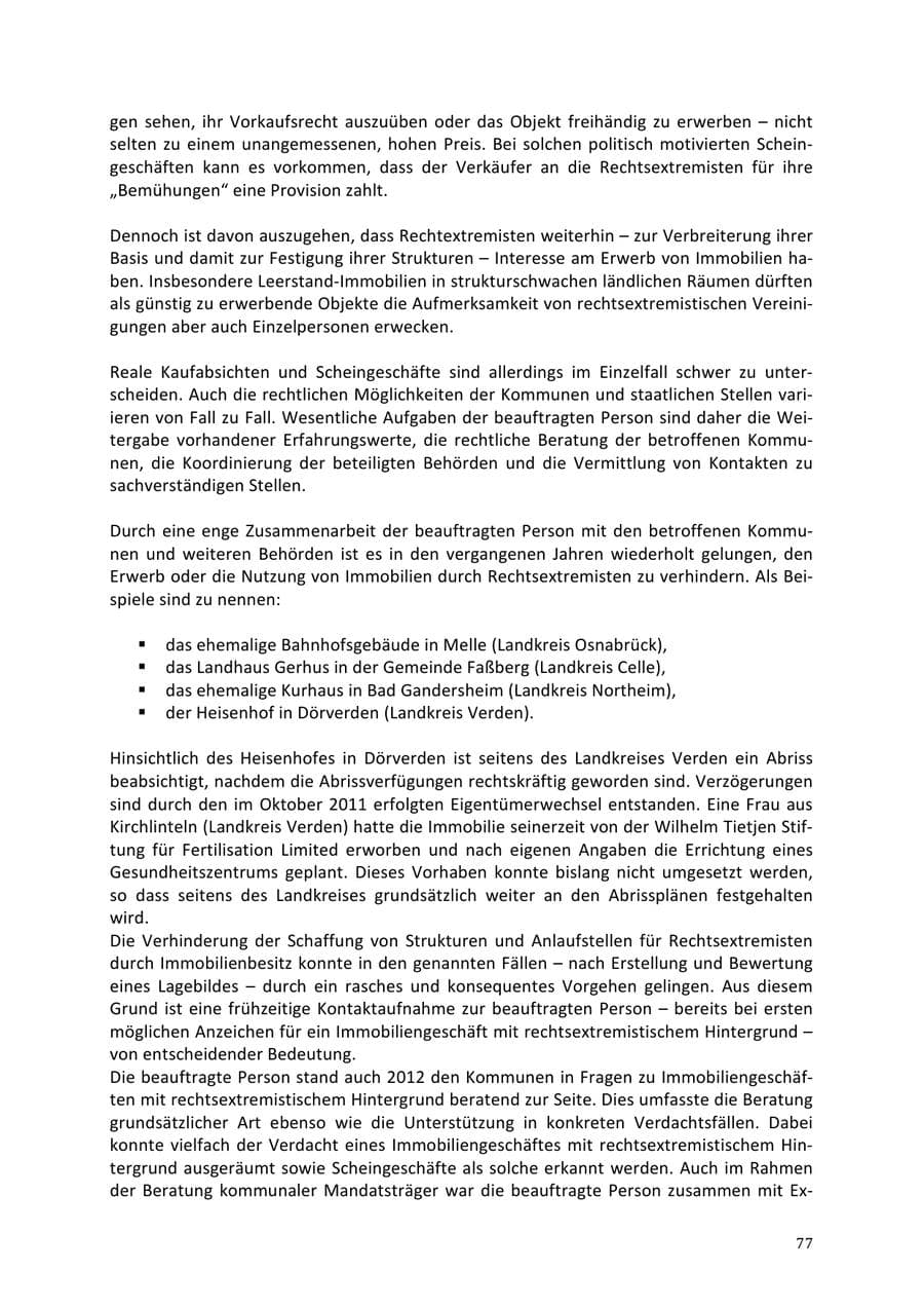 Seite 77 des Verfassungsschutzbericht 2013 Niedersachsen