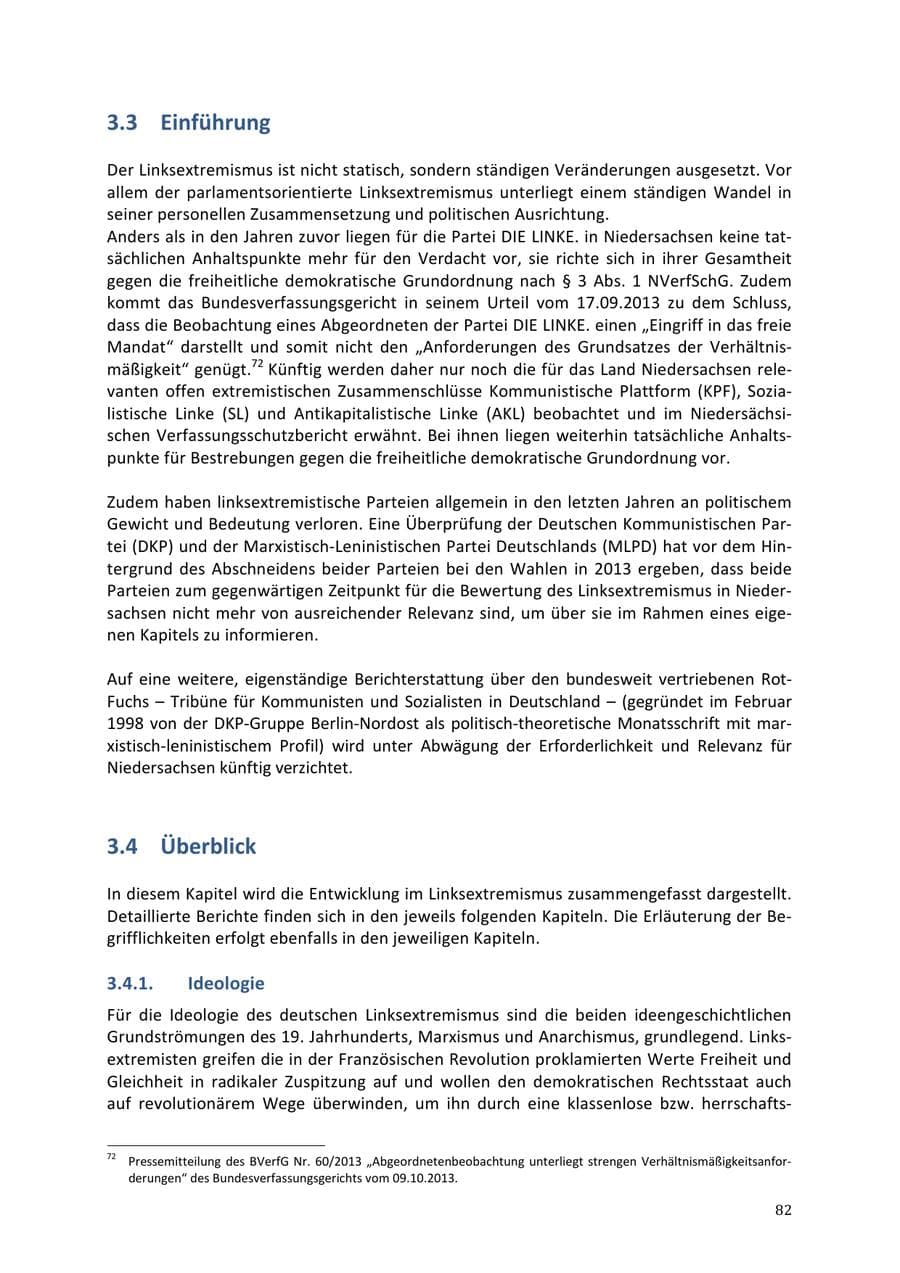 Seite 82 des Verfassungsschutzbericht 2013 Niedersachsen