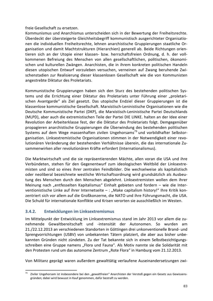 Seite 83 des Verfassungsschutzbericht 2013 Niedersachsen