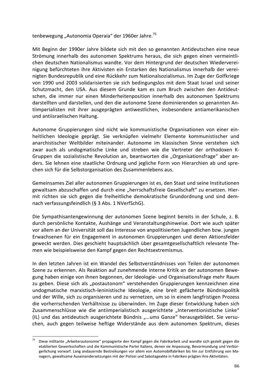 Seite 86 des Verfassungsschutzbericht 2013 Niedersachsen