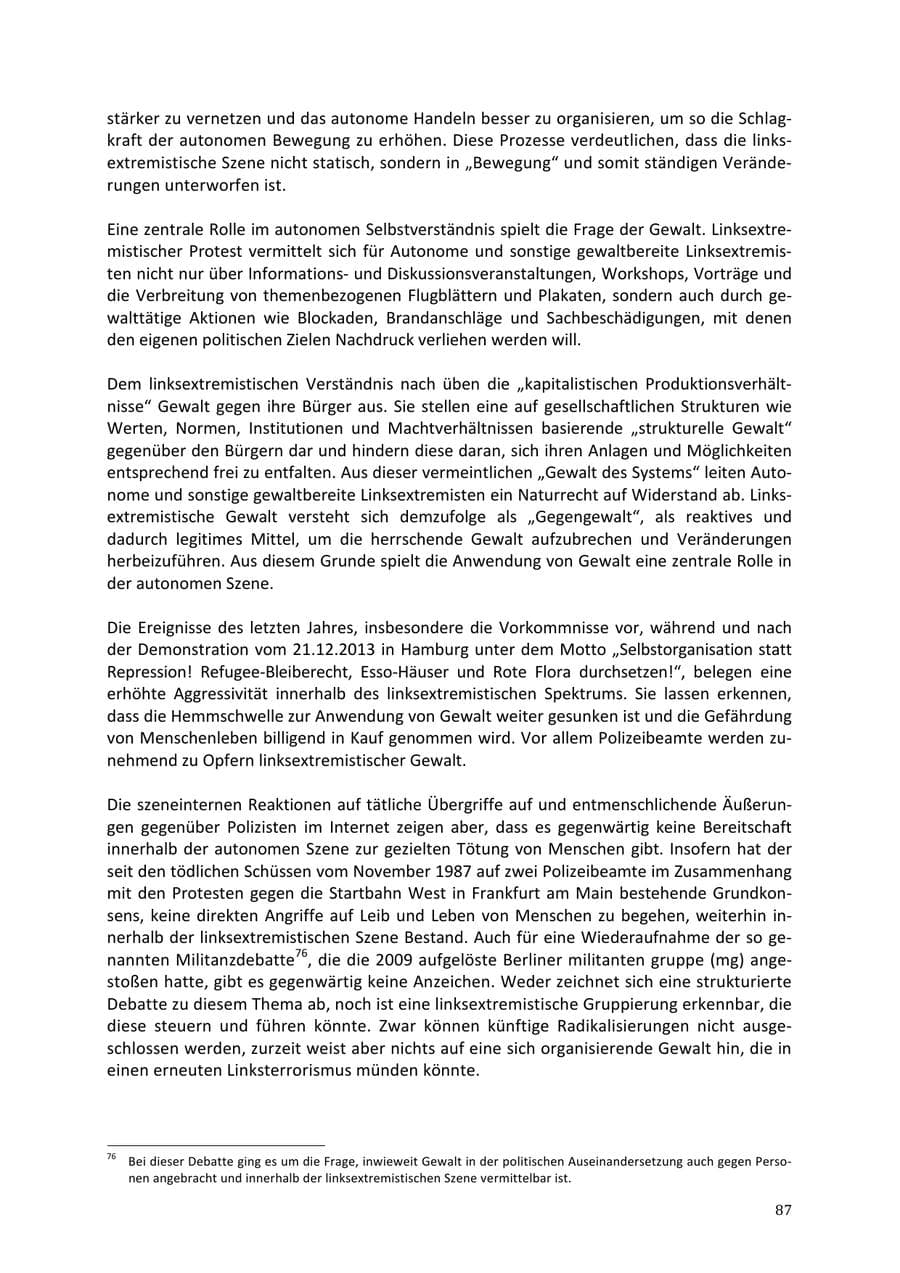 Seite 87 des Verfassungsschutzbericht 2013 Niedersachsen