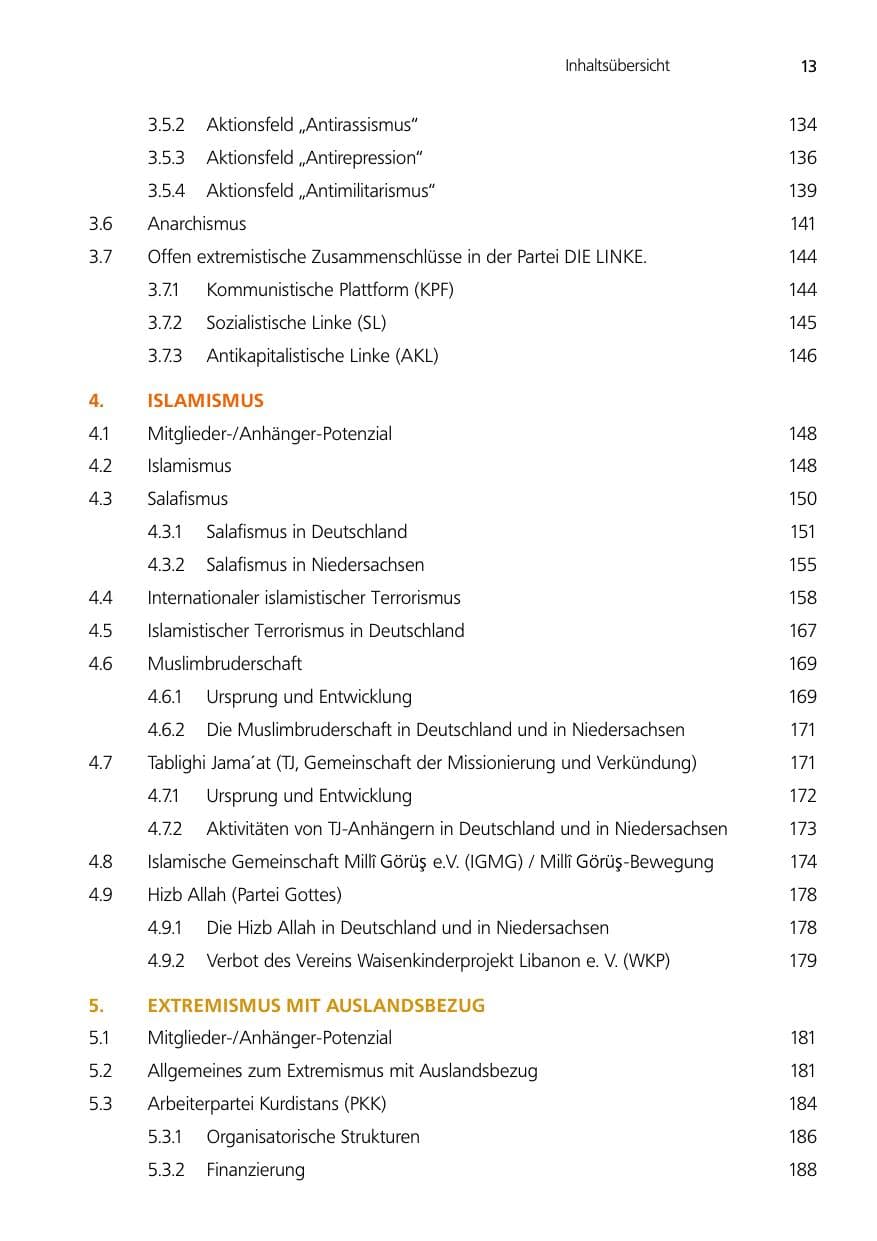Seite 13 des Verfassungsschutzbericht 2014 Niedersachsen