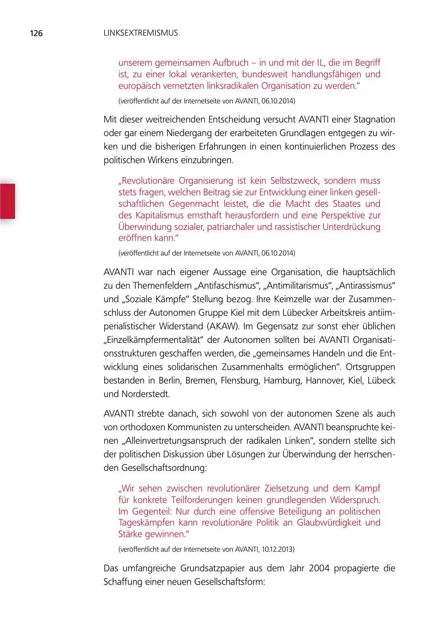 Seite 126 des Verfassungsschutzbericht 2014 Niedersachsen