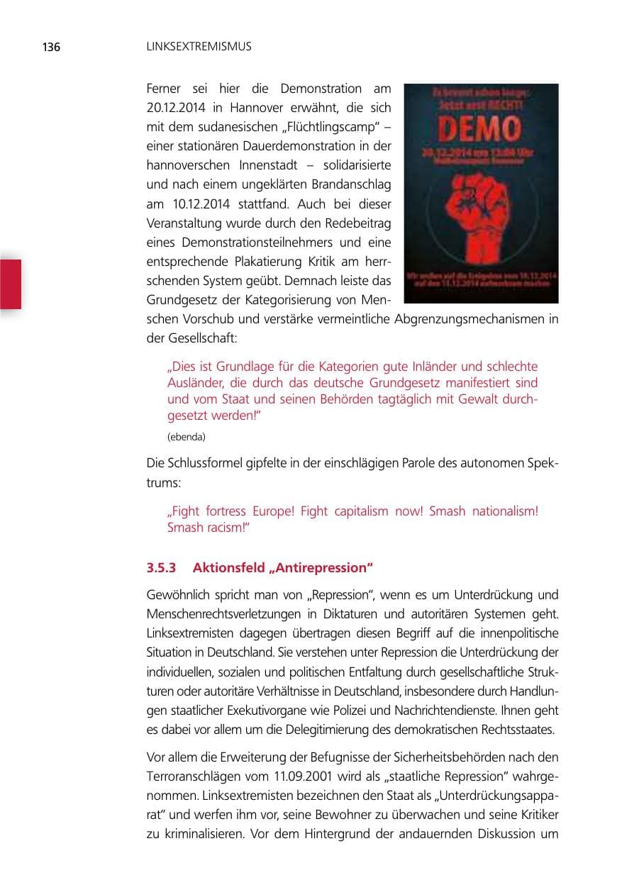 Seite 136 des Verfassungsschutzbericht 2014 Niedersachsen