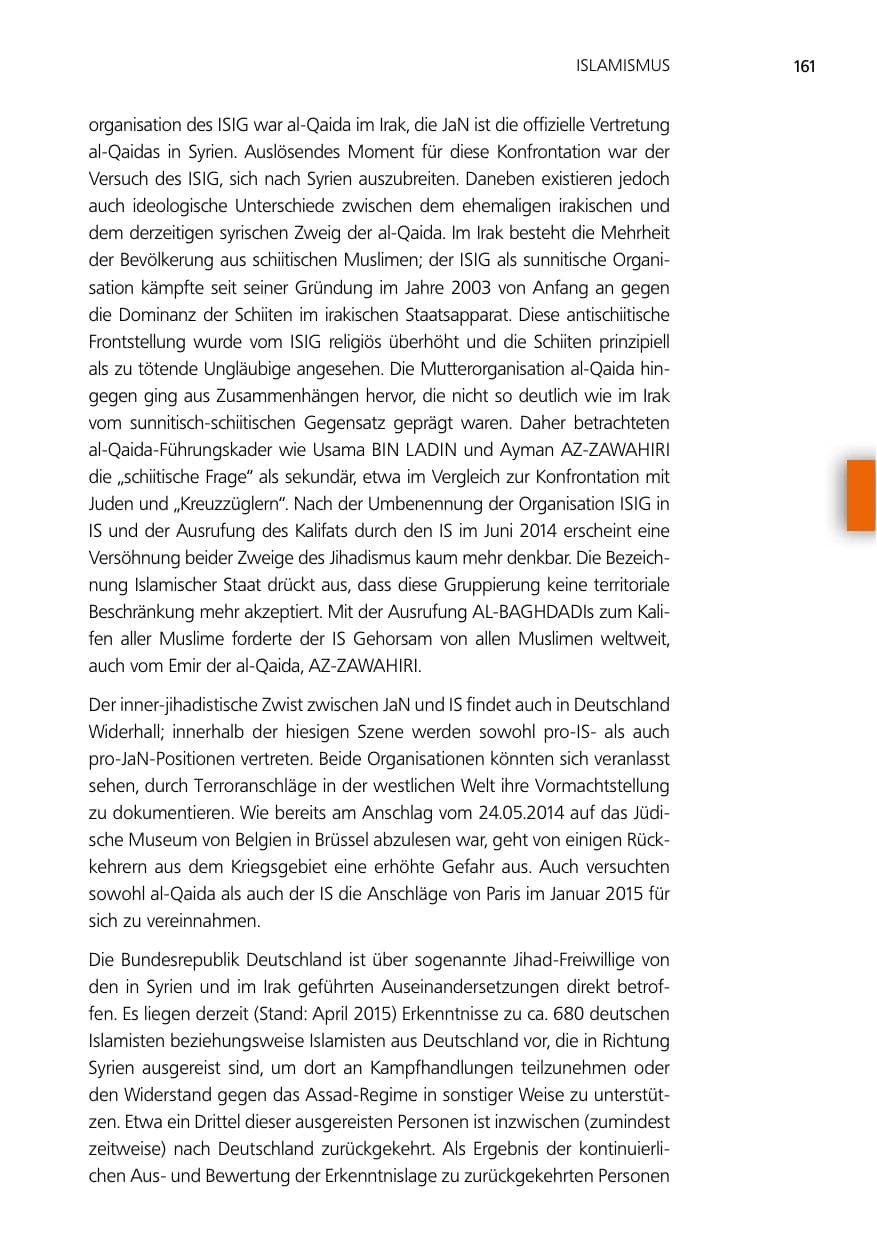 Seite 161 des Verfassungsschutzbericht 2014 Niedersachsen