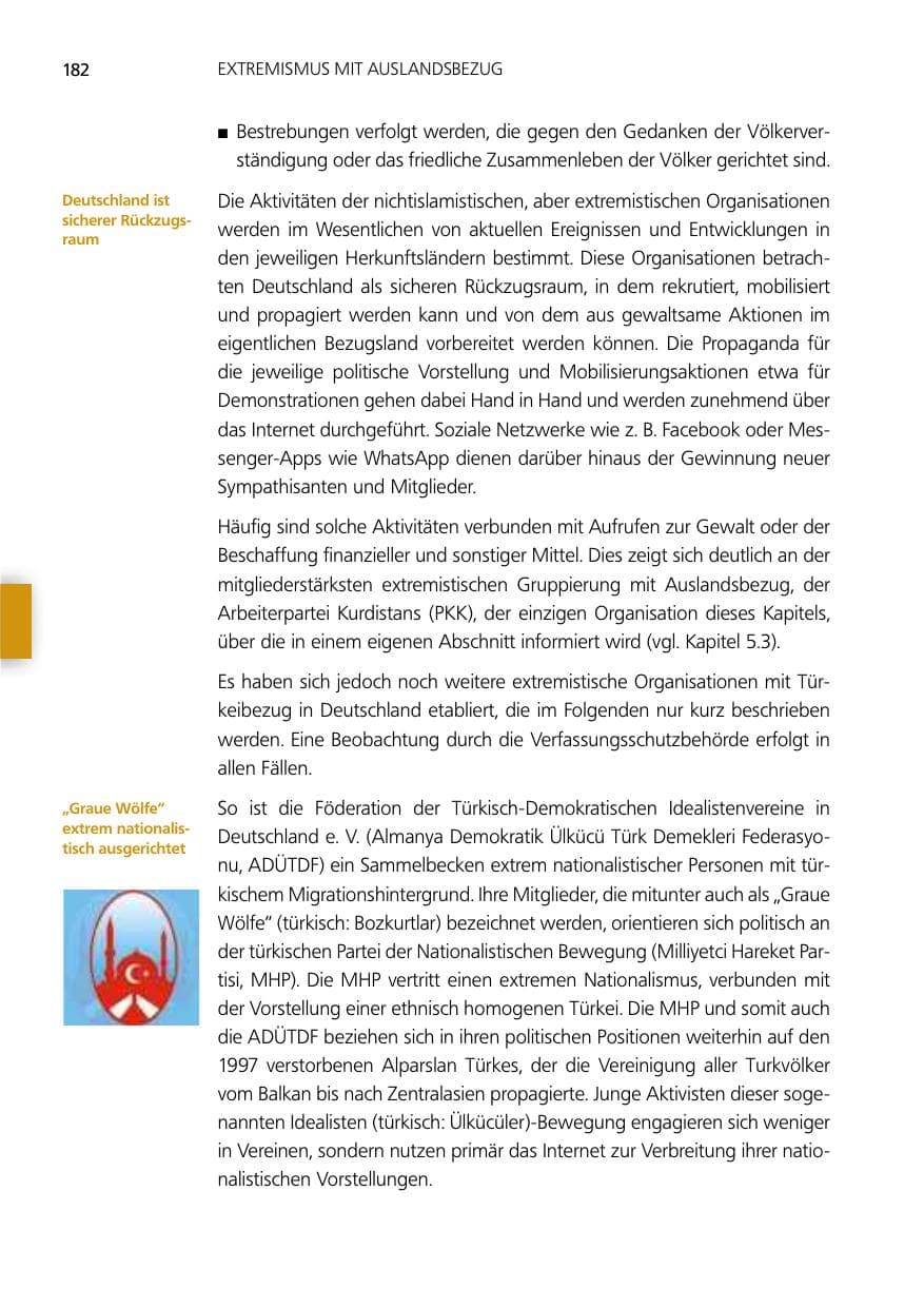 Seite 182 des Verfassungsschutzbericht 2014 Niedersachsen