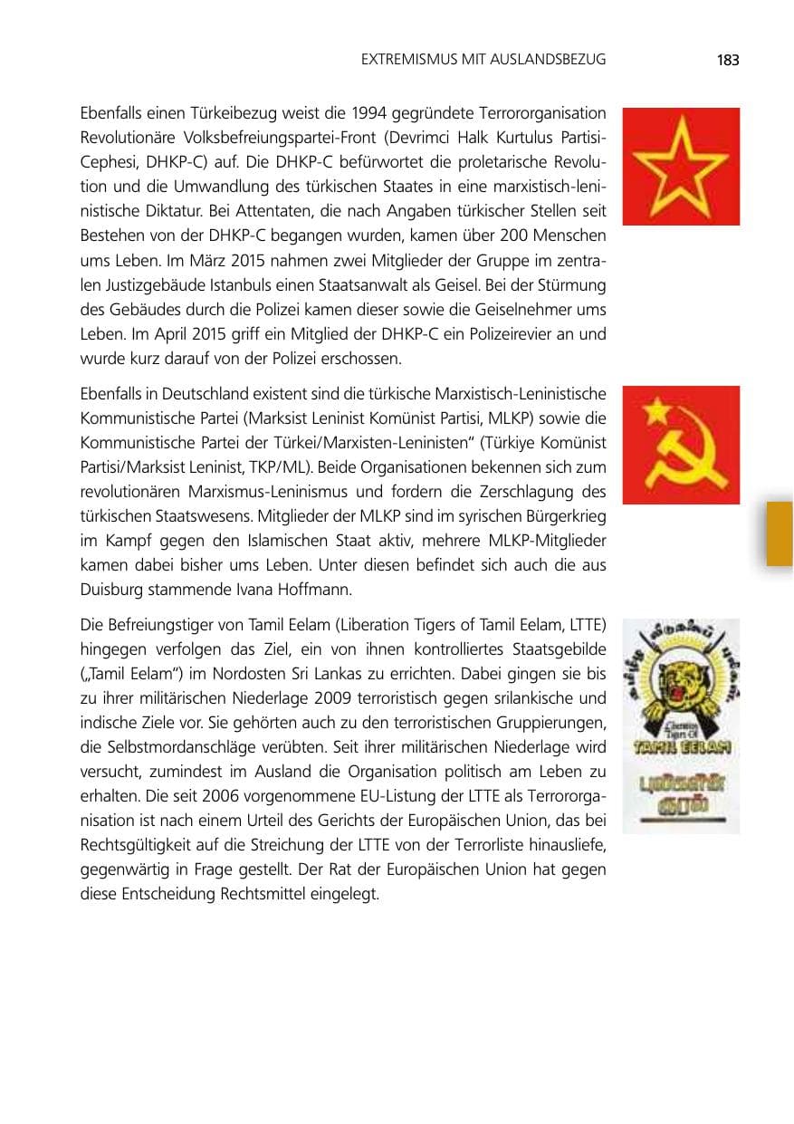 Seite 183 des Verfassungsschutzbericht 2014 Niedersachsen