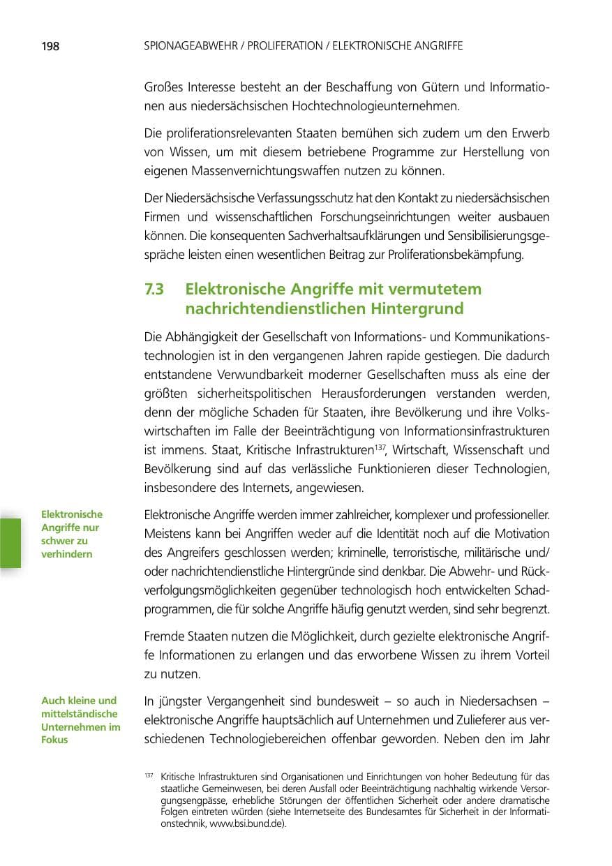 Seite 198 des Verfassungsschutzbericht 2014 Niedersachsen