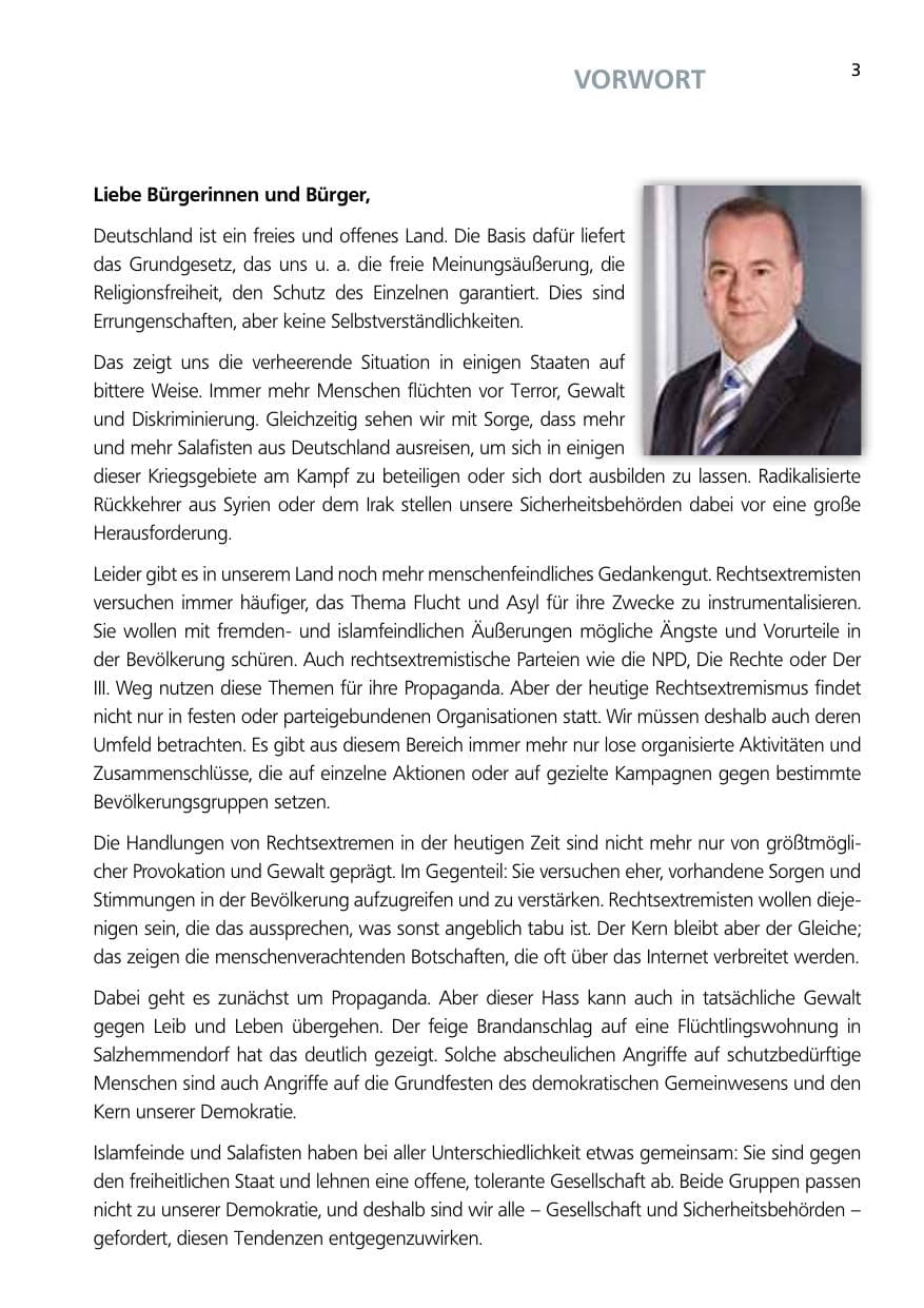 Seite 3 des Verfassungsschutzbericht 2014 Niedersachsen