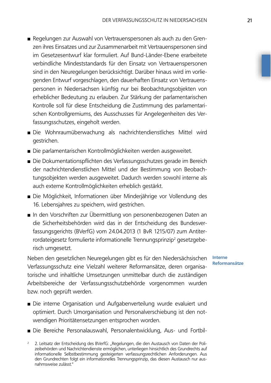 Seite 21 des Verfassungsschutzbericht 2014 Niedersachsen