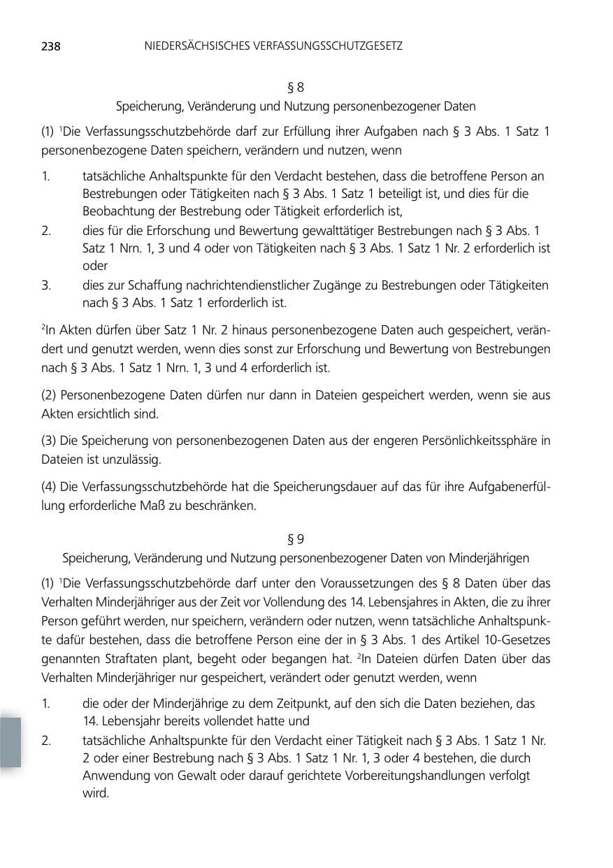 Seite 238 des Verfassungsschutzbericht 2014 Niedersachsen