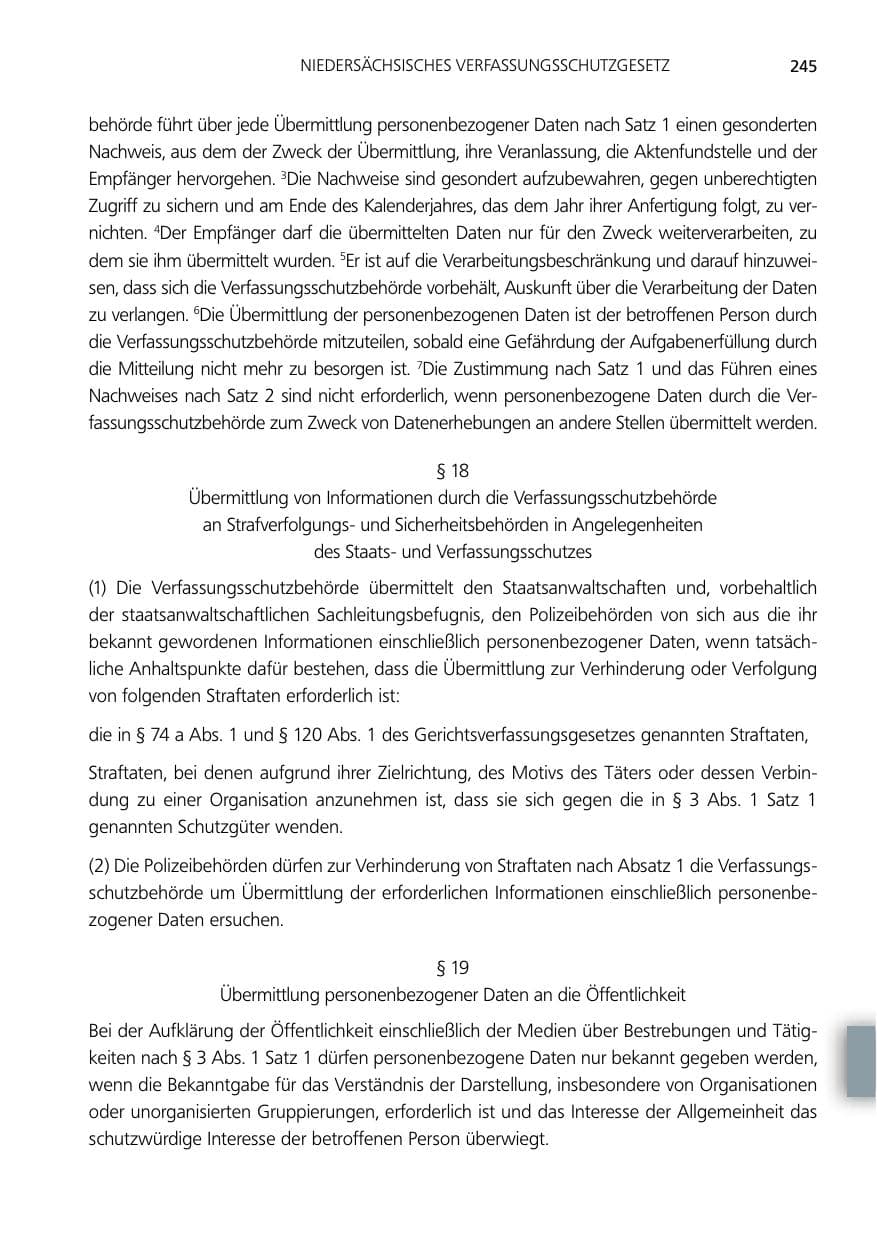 Seite 245 des Verfassungsschutzbericht 2014 Niedersachsen