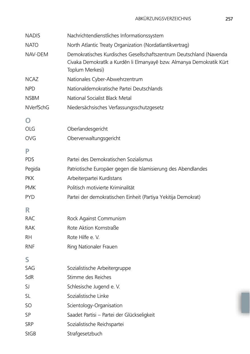 Seite 257 des Verfassungsschutzbericht 2014 Niedersachsen