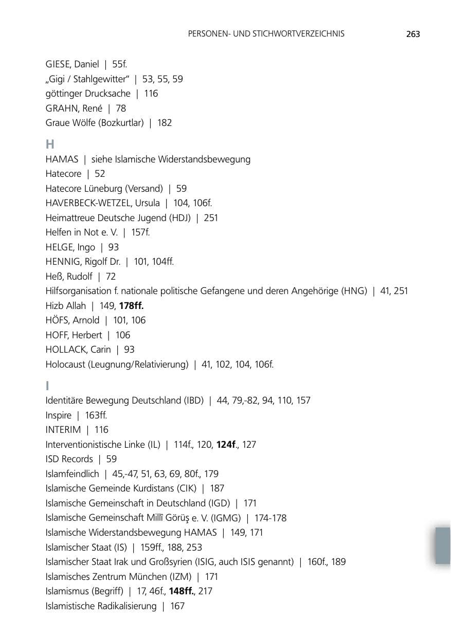 Seite 263 des Verfassungsschutzbericht 2014 Niedersachsen