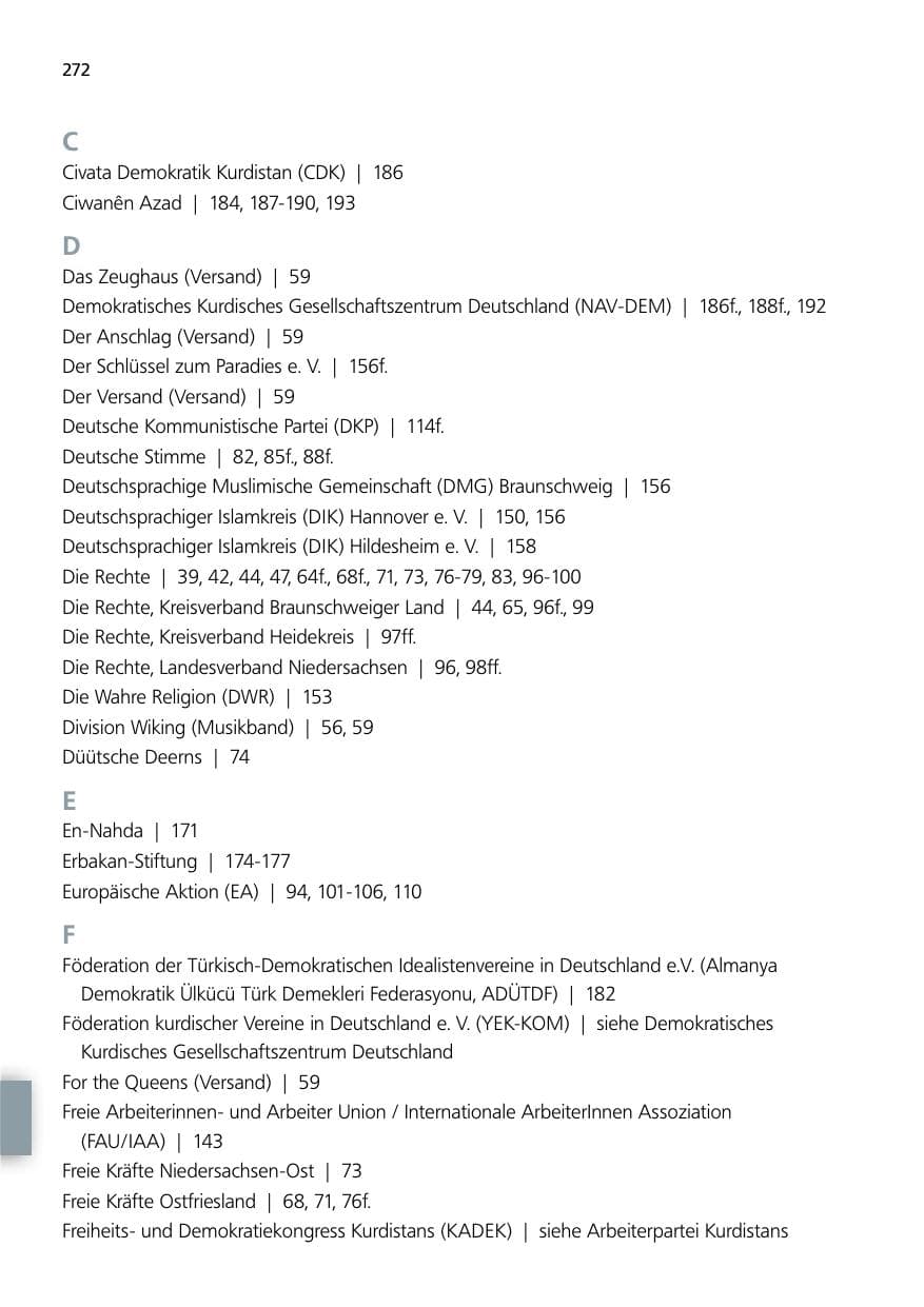 Seite 272 des Verfassungsschutzbericht 2014 Niedersachsen
