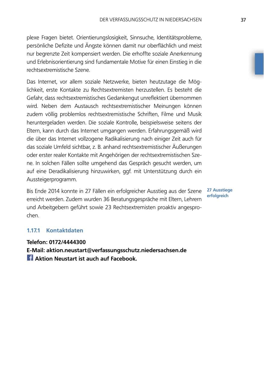 Seite 37 des Verfassungsschutzbericht 2014 Niedersachsen