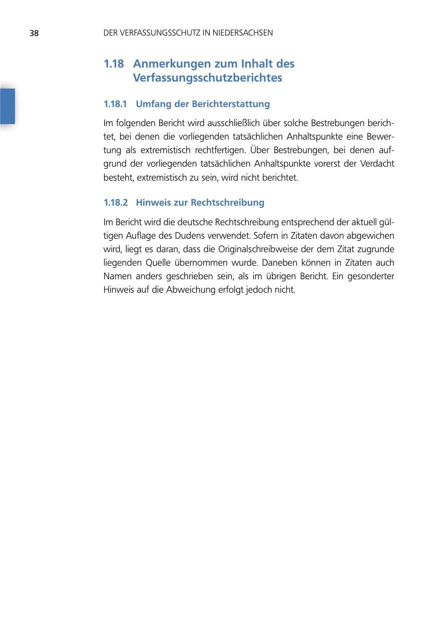 Seite 38 des Verfassungsschutzbericht 2014 Niedersachsen