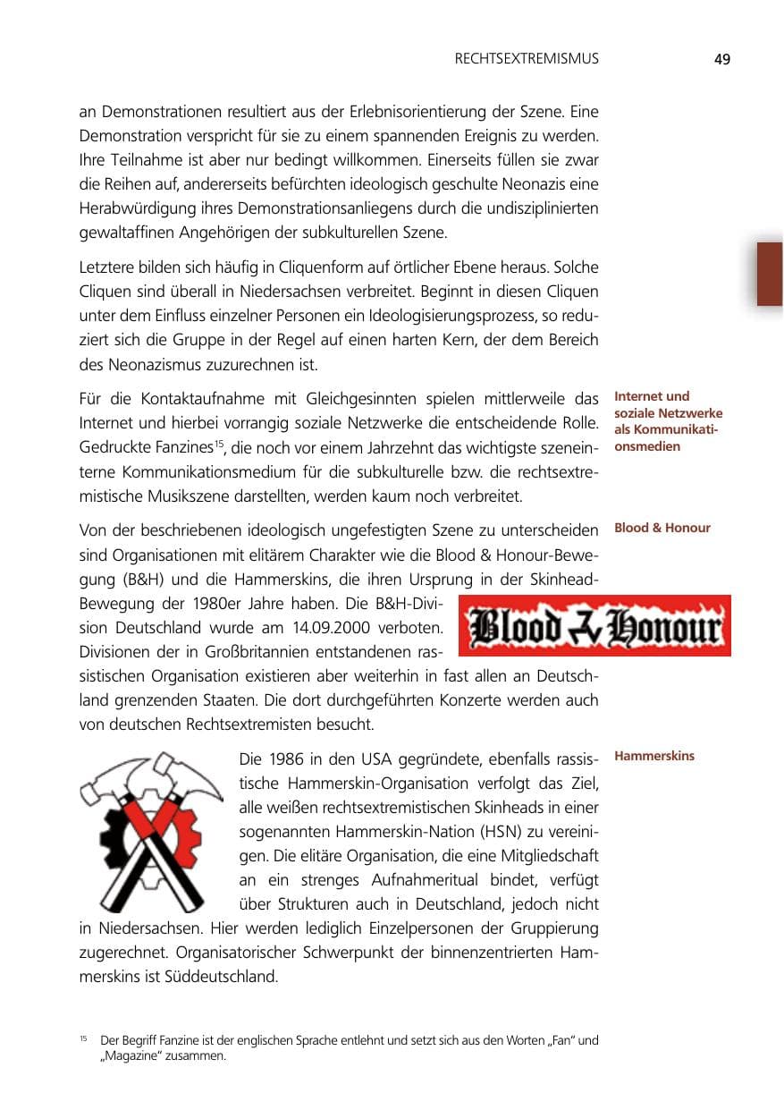 Seite 49 des Verfassungsschutzbericht 2014 Niedersachsen