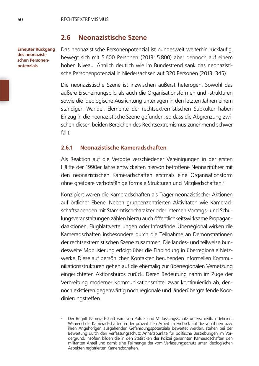 Seite 60 des Verfassungsschutzbericht 2014 Niedersachsen