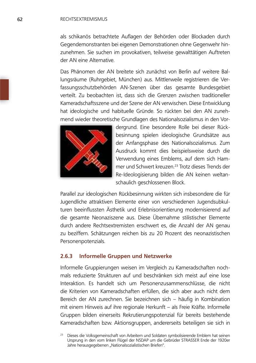 Seite 62 des Verfassungsschutzbericht 2014 Niedersachsen