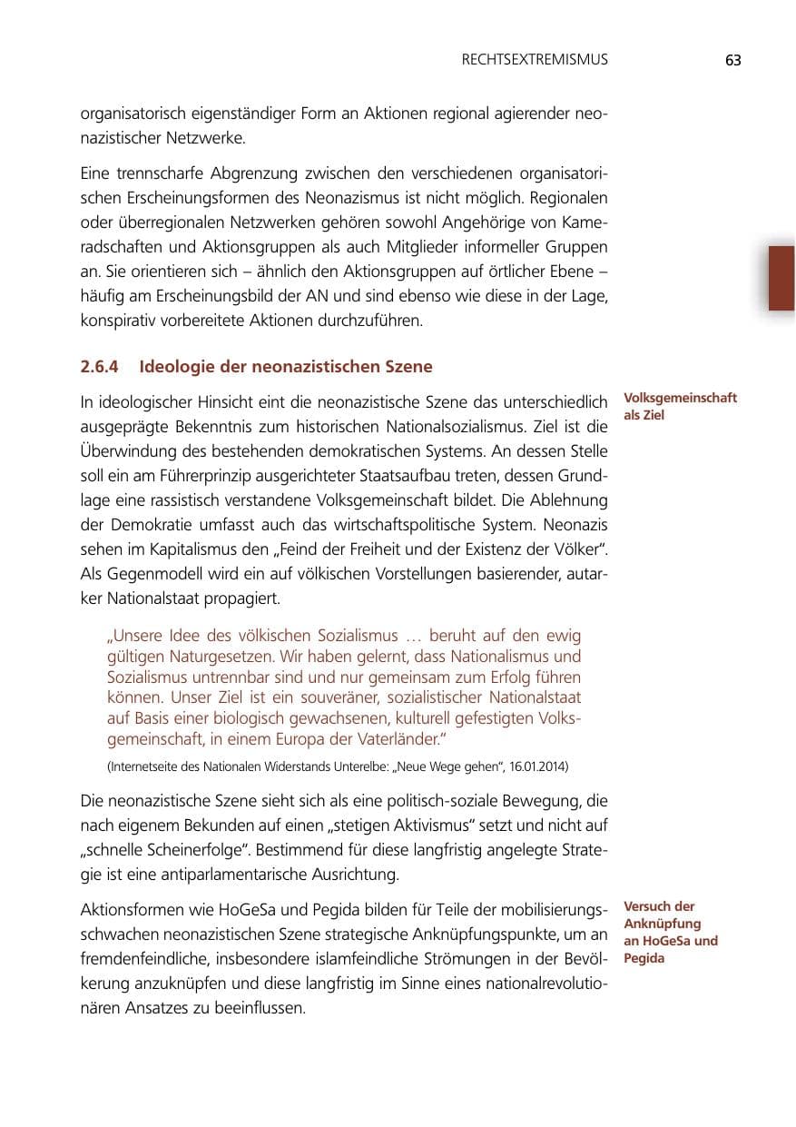 Seite 63 des Verfassungsschutzbericht 2014 Niedersachsen