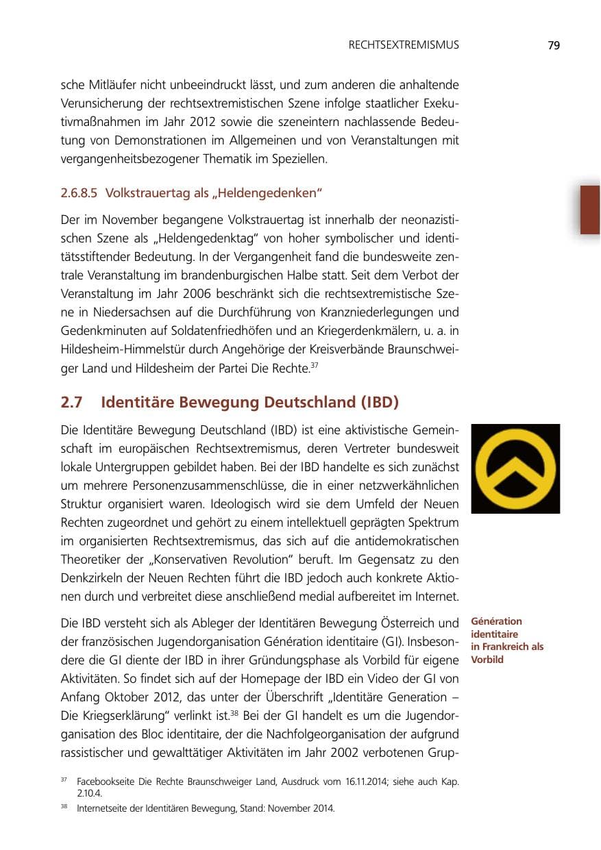 Seite 79 des Verfassungsschutzbericht 2014 Niedersachsen