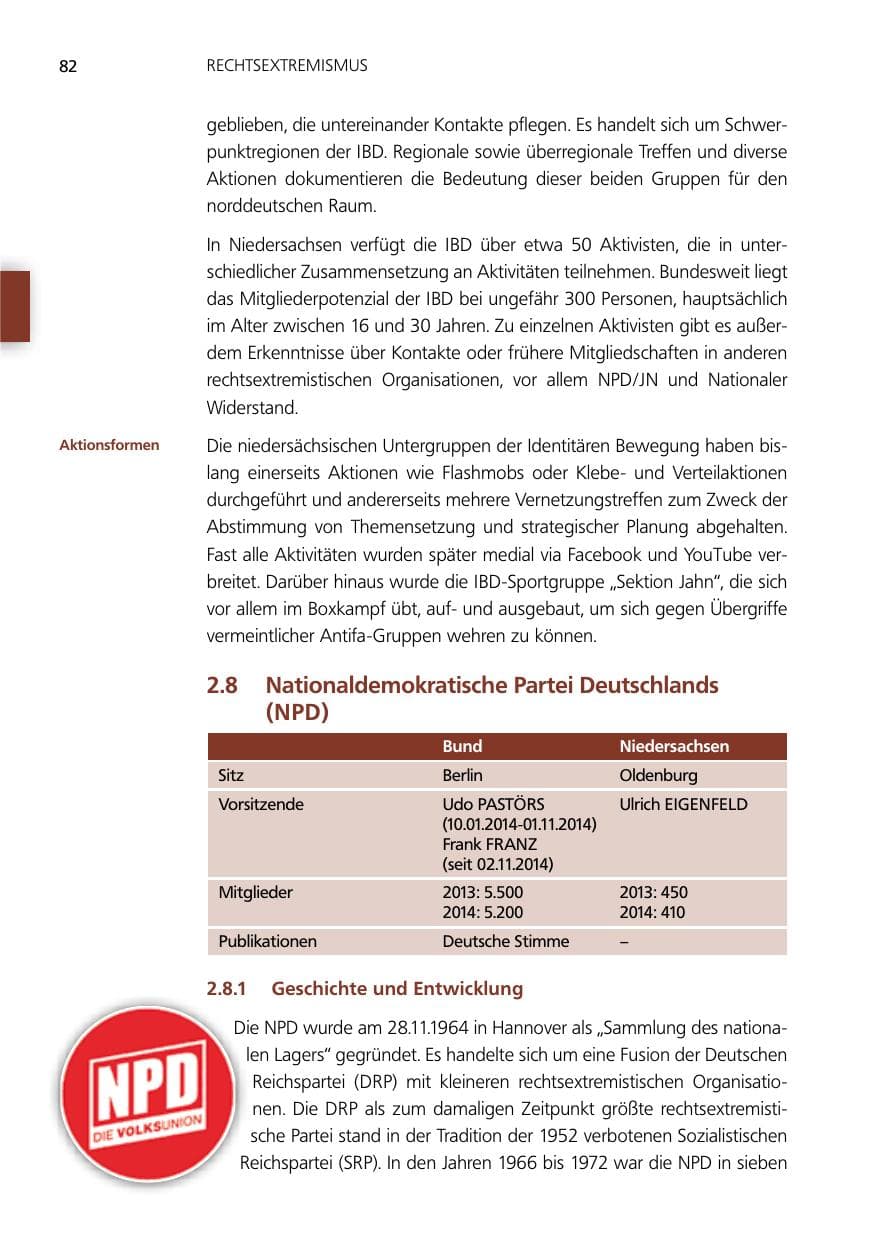 Seite 82 des Verfassungsschutzbericht 2014 Niedersachsen