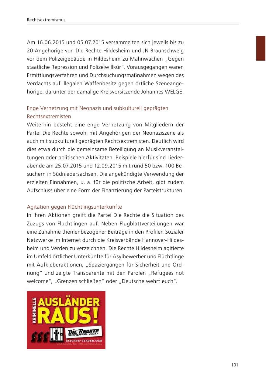 Seite 103 des Verfassungsschutzbericht 2015 Niedersachsen