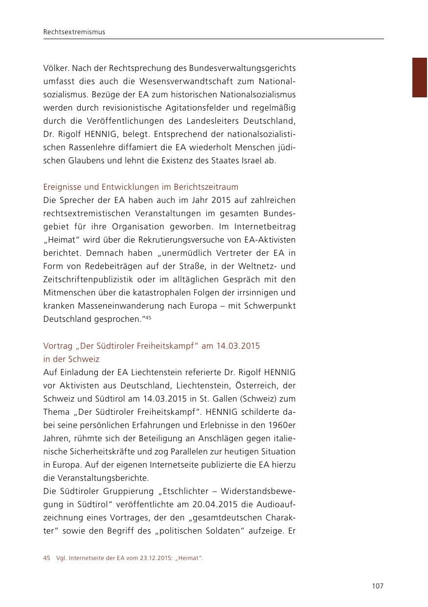 Seite 109 des Verfassungsschutzbericht 2015 Niedersachsen