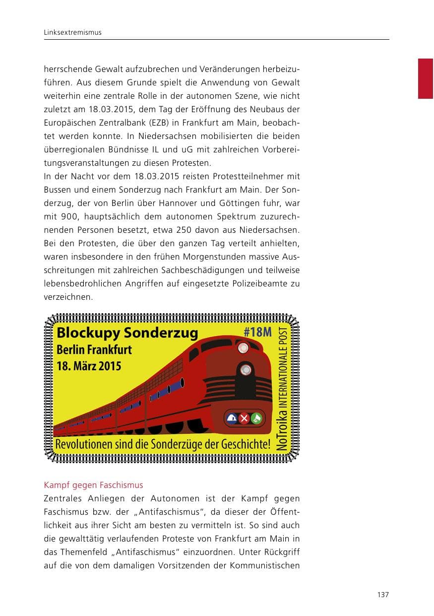Seite 139 des Verfassungsschutzbericht 2015 Niedersachsen
