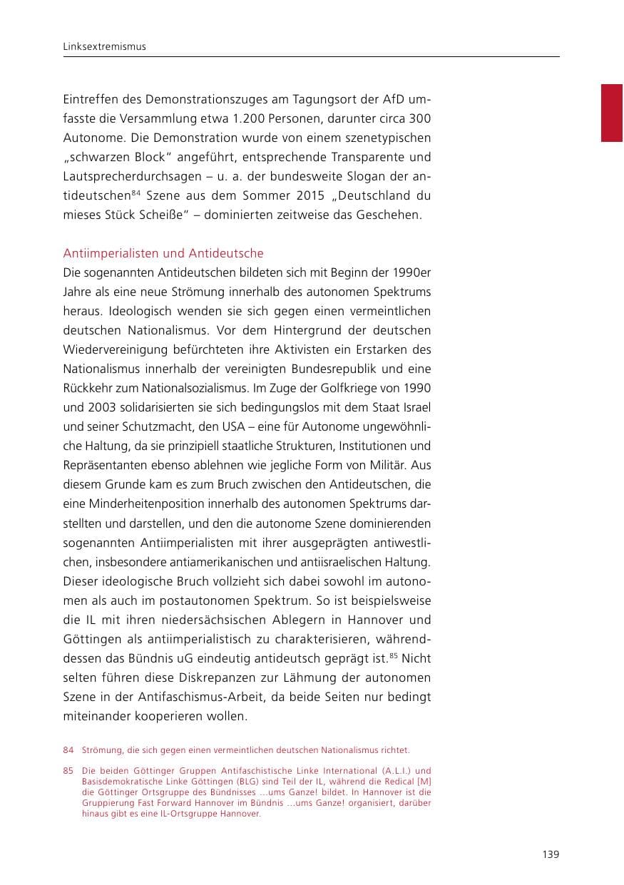 Seite 141 des Verfassungsschutzbericht 2015 Niedersachsen