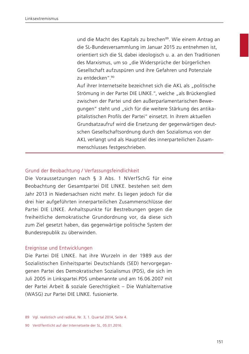 Seite 153 des Verfassungsschutzbericht 2015 Niedersachsen