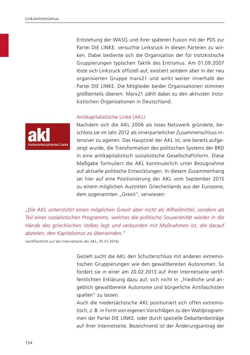 Seite 156 des Verfassungsschutzbericht 2015 Niedersachsen