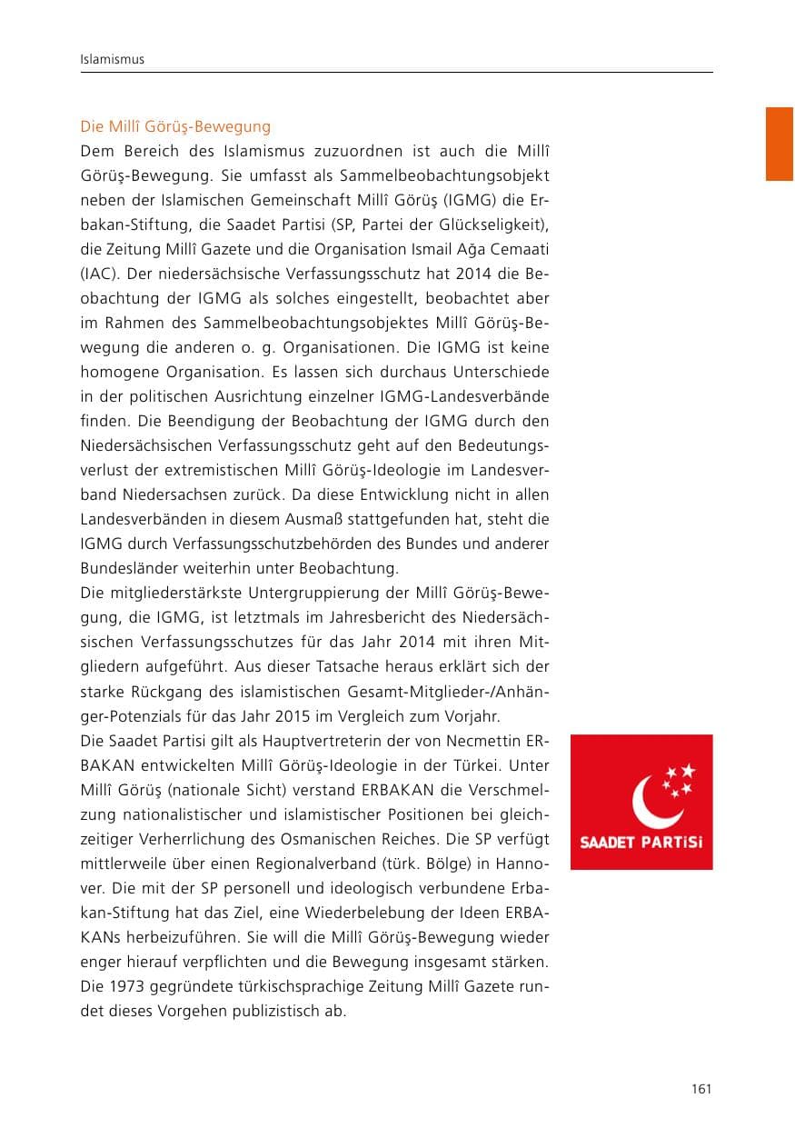 Seite 163 des Verfassungsschutzbericht 2015 Niedersachsen