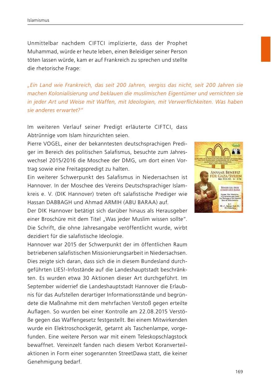 Seite 171 des Verfassungsschutzbericht 2015 Niedersachsen