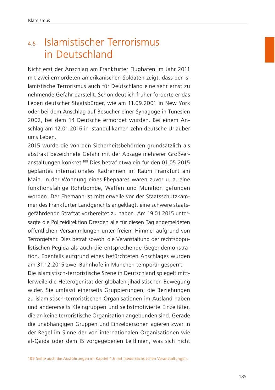 Seite 187 des Verfassungsschutzbericht 2015 Niedersachsen