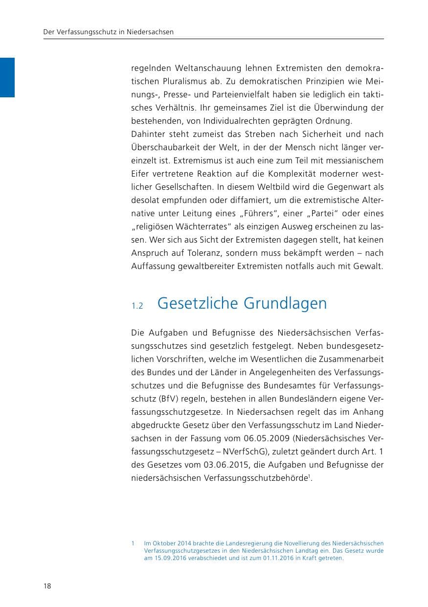 Seite 20 des Verfassungsschutzbericht 2015 Niedersachsen